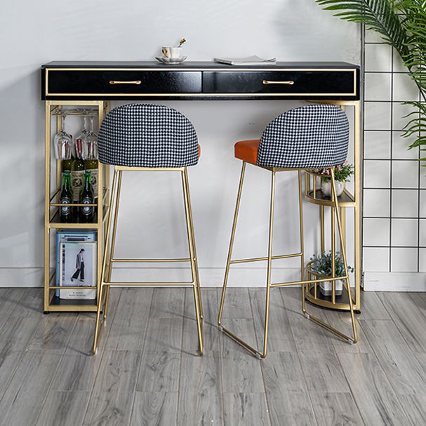 Marble Bar Table with Rectangle Table Top Double Pedestal Table - 41.3" H