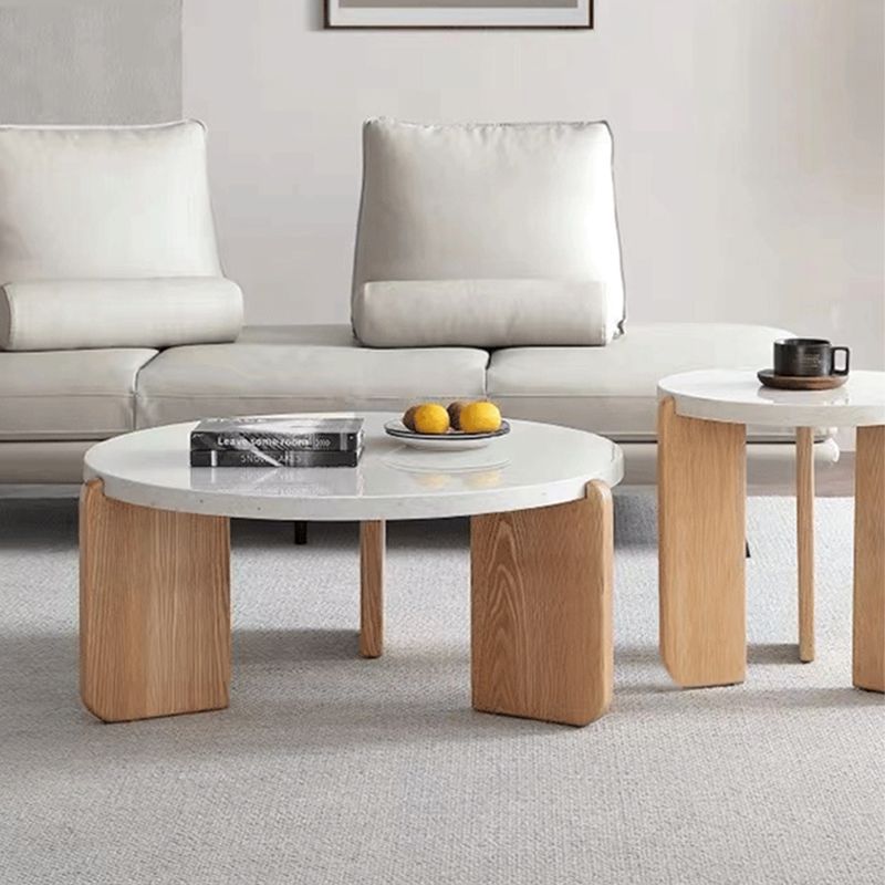 3 Legs Single Coffee Table Modern Round White Slate Coffee Table