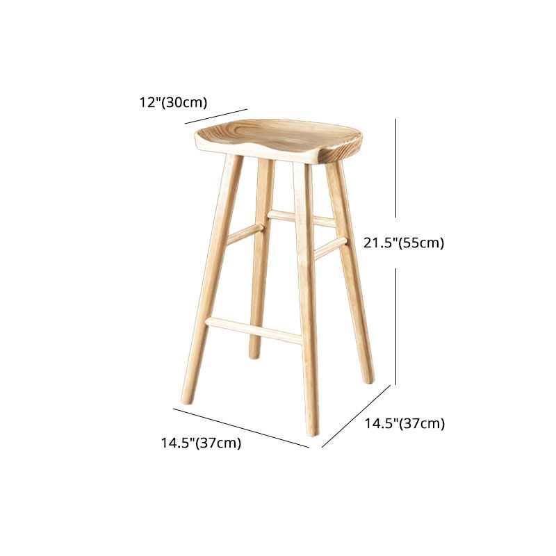 Modern Armless Backless Counter Stool Wood Milk Tea Shop Bar Stool with Seat