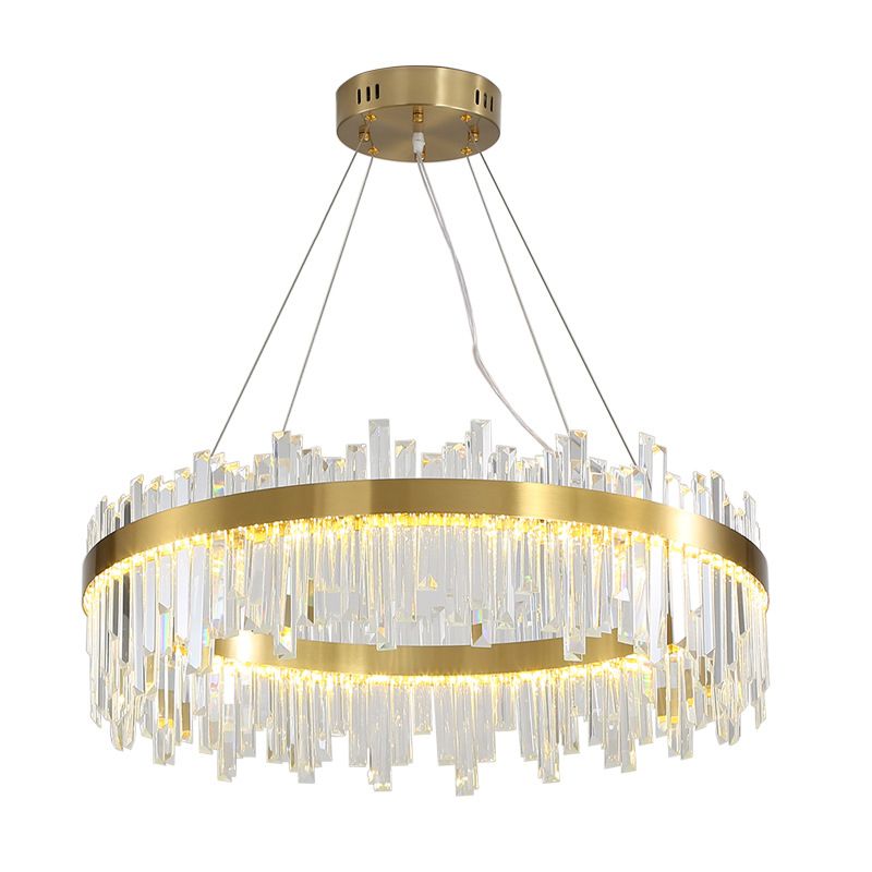 Runde Form hängende Lichter moderner Kristallmetallkronleuchter in Gold für Wohnzimmer
