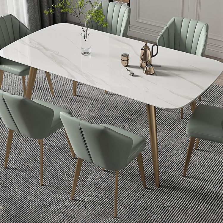 Contemporary Dining Table Sintered Stone Dining Table with 4 Gold Legs