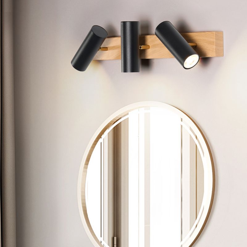 Lámpara de tocador de forma de cilindro de tocador de tocador de hierro de estilo nórdico con sombra de metal para dormitorio