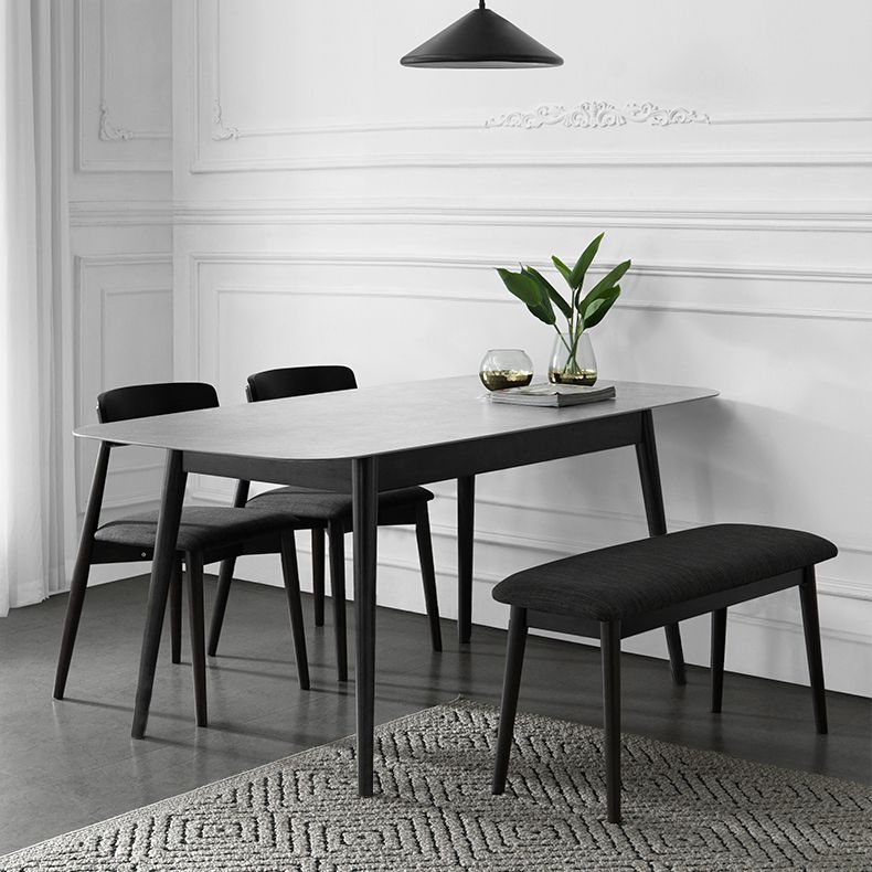Modern Style Gray Stone Table Rectangle Dining Table for Kitchen