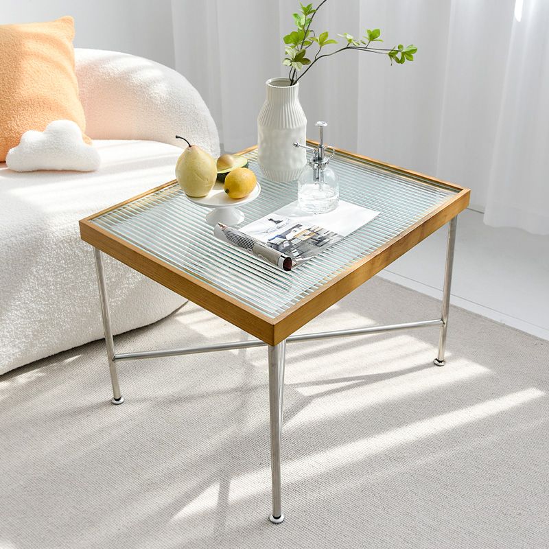 Modern Cross Legs End Slide Table Clear Tray Top Corner Table