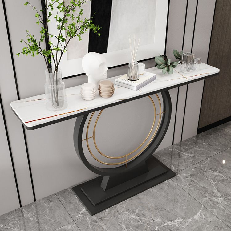Modern Rectangle Console Accent Table Antique Finish Console Sofa Table in Stone