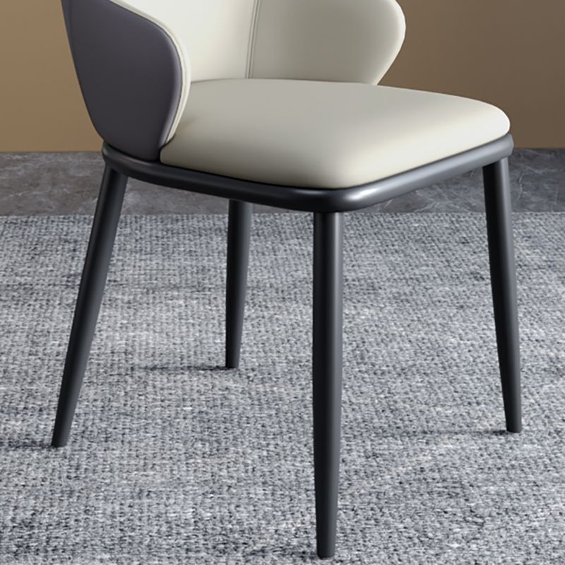 Sillas de comedor con respaldo sólido y brazo de diseño industrial, sillas de comedor de cuero para cocina