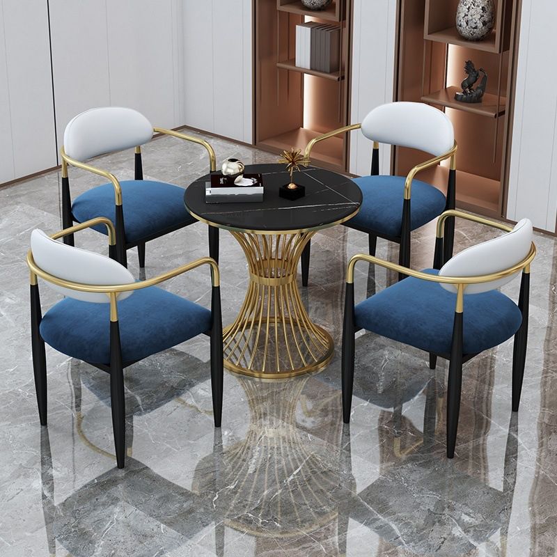 Glam Faux Marble Dining Table Metal Dining Table for Home Use