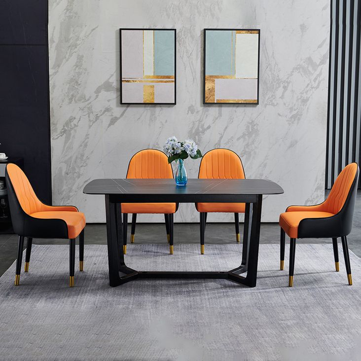 Glam Style Wood Chair Faux Leather Parsons Side Chair for Dining Room 20.8"x21.6"x35.4"