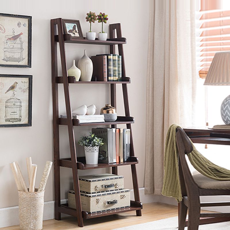 Moderne Style Ladder Bookshelf Massivholzregal Bücherregal für das Studienraum