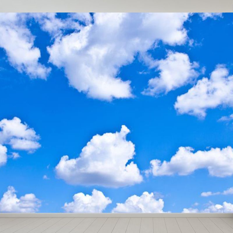 Huge Sky View Mural for Bathroom Natural Landscape Wall Art in Light Color, Stain Resistant