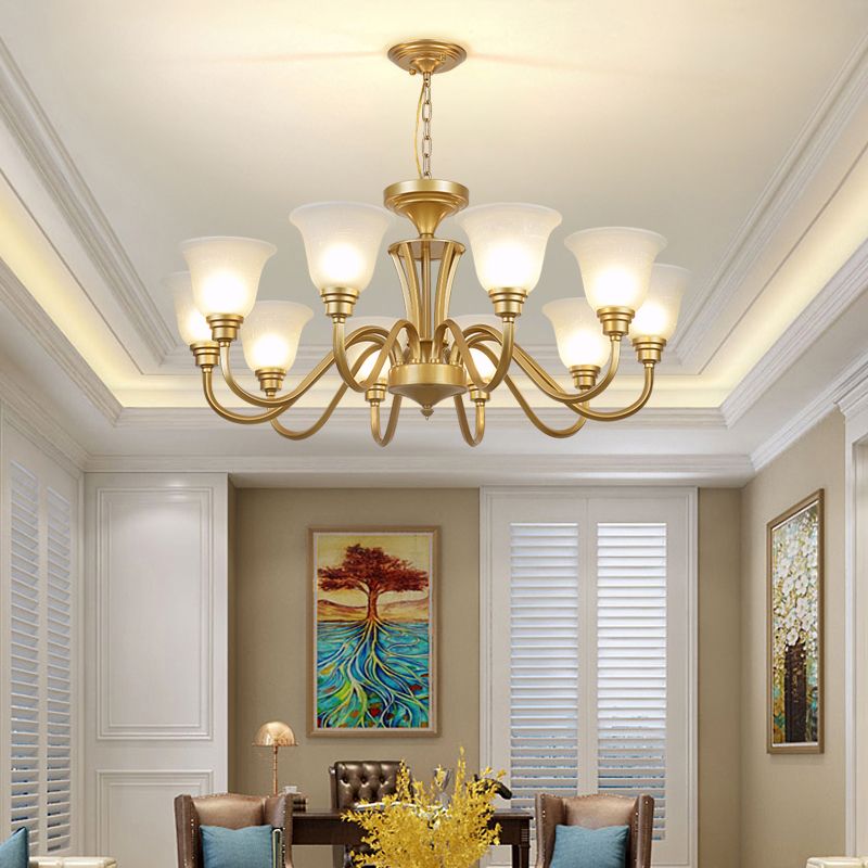 Modern Pendent Light Glass Chandeliers in Black and Gold for Dining Room