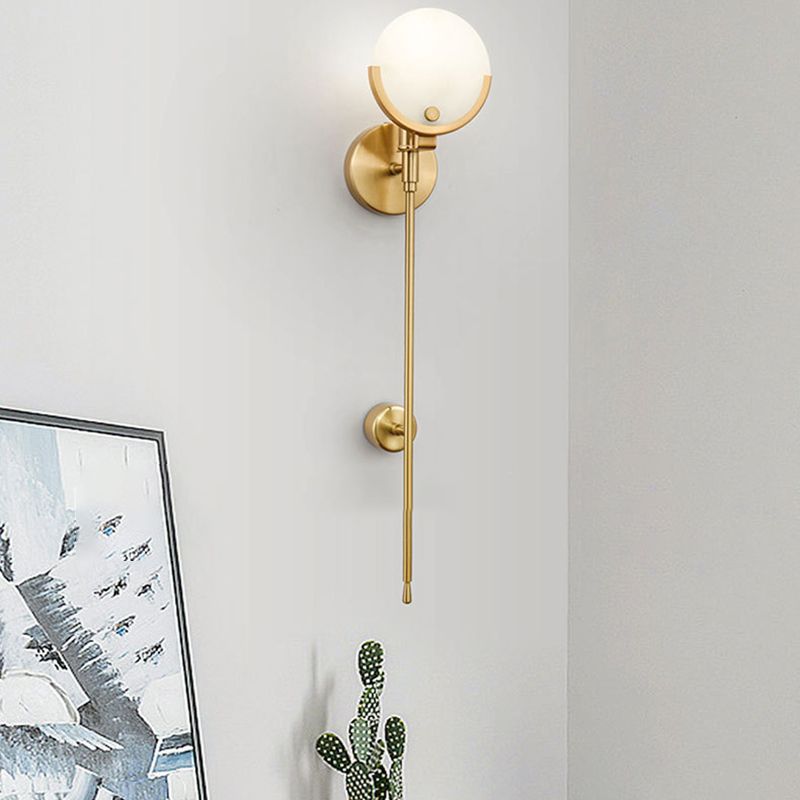 Single Golden Modern Wall Mounted Sconce Shaded Wall Light for Foyer