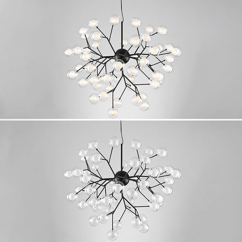 Wrought Iron Firefly Chandelier in Modern Luxury Style Glass Sputnik Pendant Light for Commercial Spaces