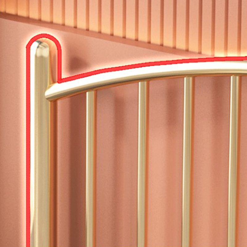 Metal Glam Slat Bed with Headboard Standard Bed with Metal Legs