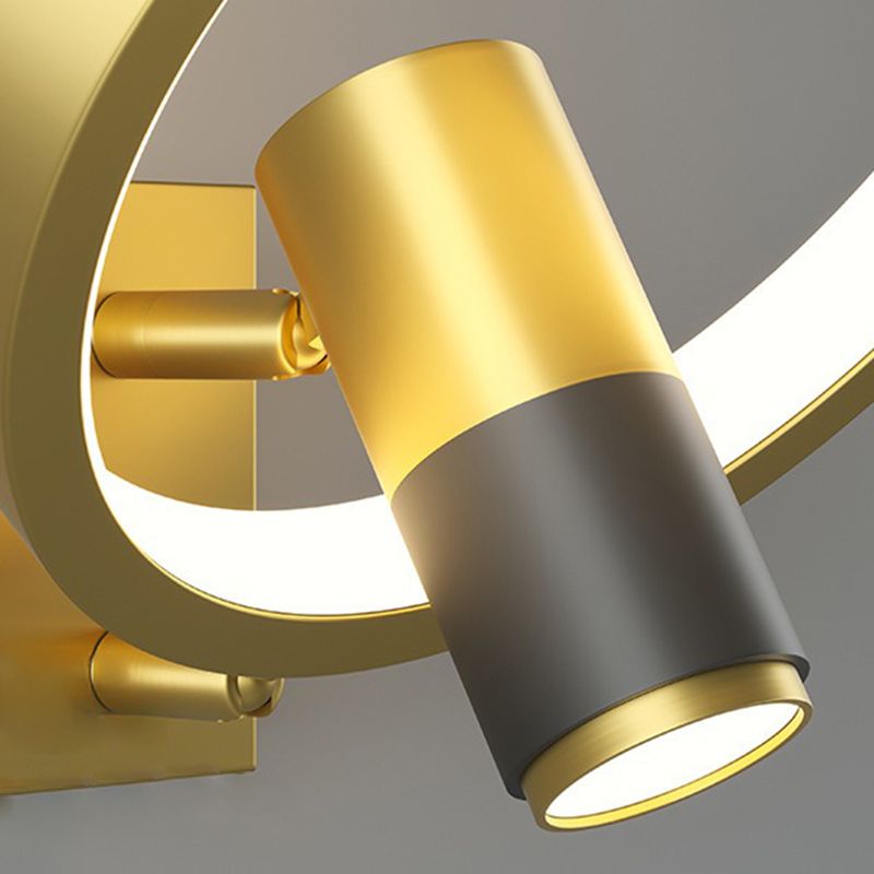Light Luxury Metal Wall Light Geometry LED Wall Lamp with Silica Gel Shade for Bedroom