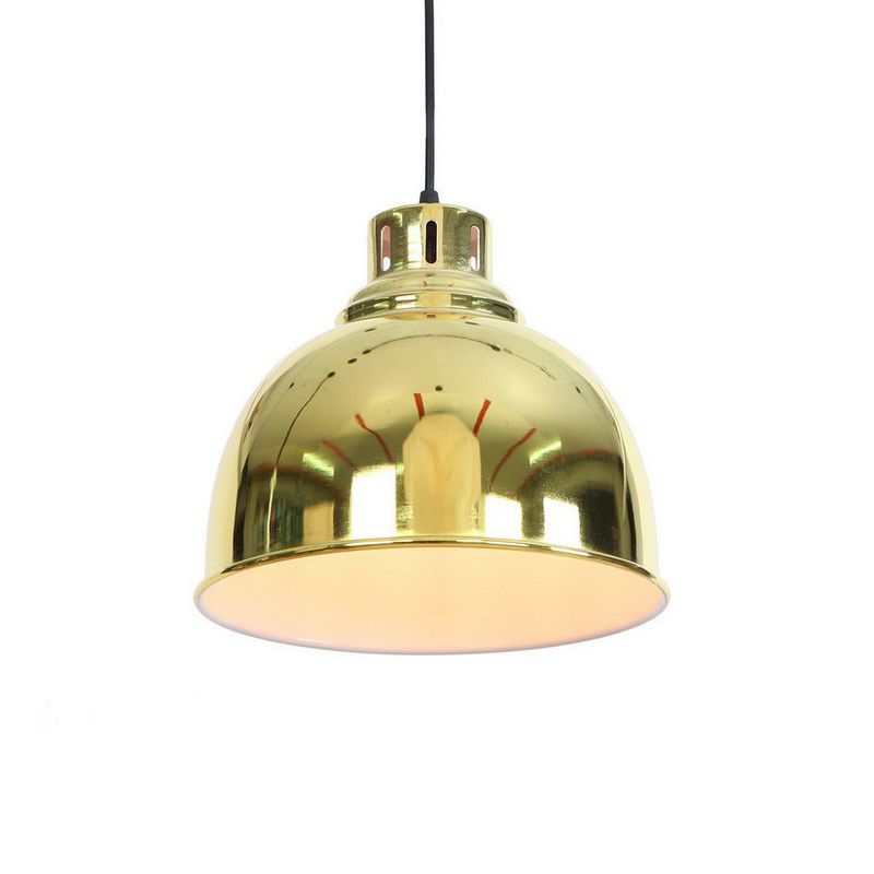 Iron Bell/Cone/Trumpet Pendant Light Kit Vintage 1 Head Living Room Down Lighting with Vent Hole in Gold