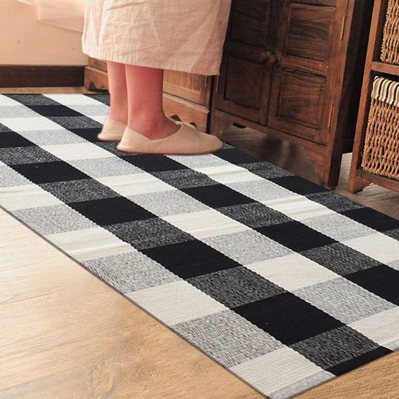 Simple Multi Color Classic Rug Cotton Blend Plaid Printed Carpet Machine Washable Easy Care Indoor Rug for Decoration