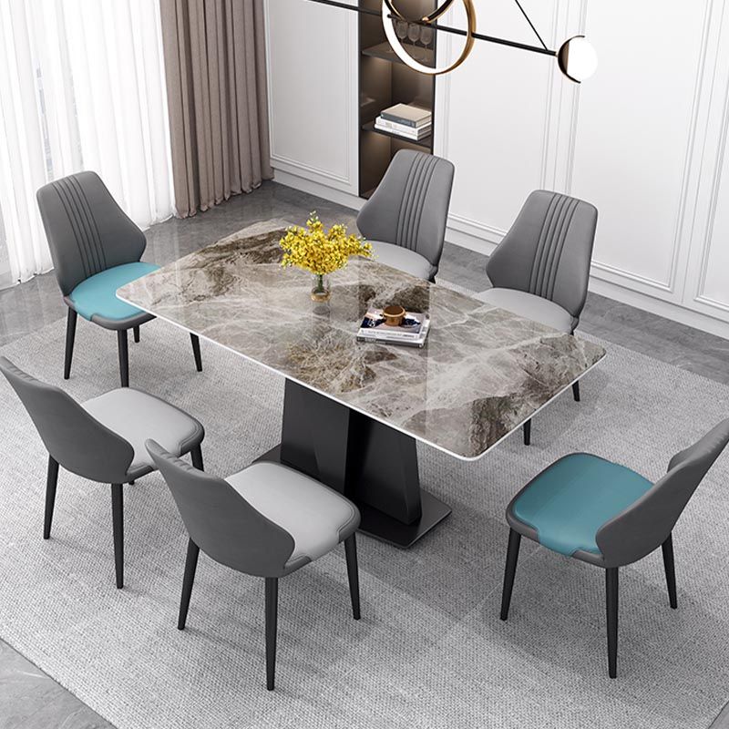 Industrial Sintered Stone Tisch Rechteck Esstisch mit Sockelbasis für das Restaurant