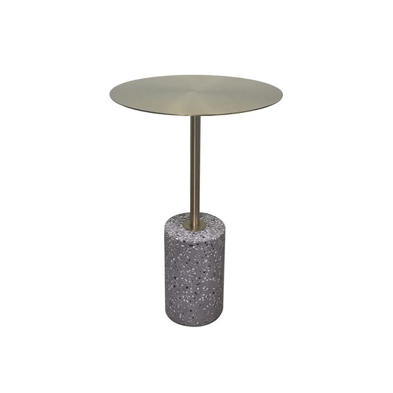 Round Pedestal Side Table Contemporary Mental Top End Table for Living Room