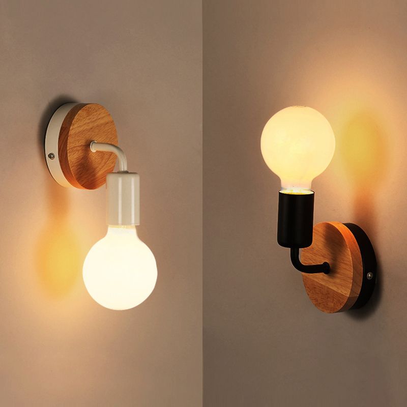 Modern Round Wall Sconce Lights Wood Wall Sconce Lighting for Bedroom