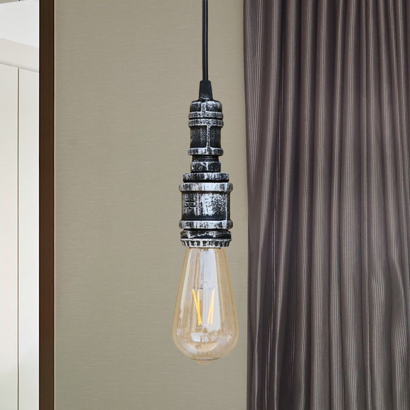 1 Bulbo nudo appeso a sospensione Stile rustico Rustico Black/Silver Stiil Aibiling con tubo per il bagno