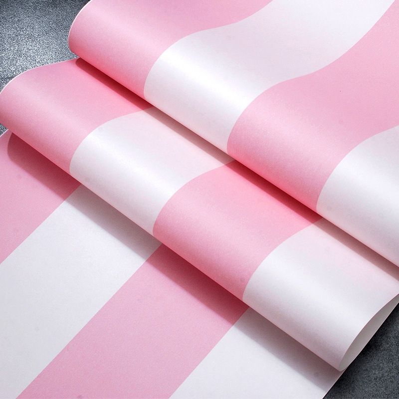 Vertical Stripe Non-Woven Wallpaper in Pink for Children 20.5" by 31' Moisture-Resistant Non-Pasted Wall Covering