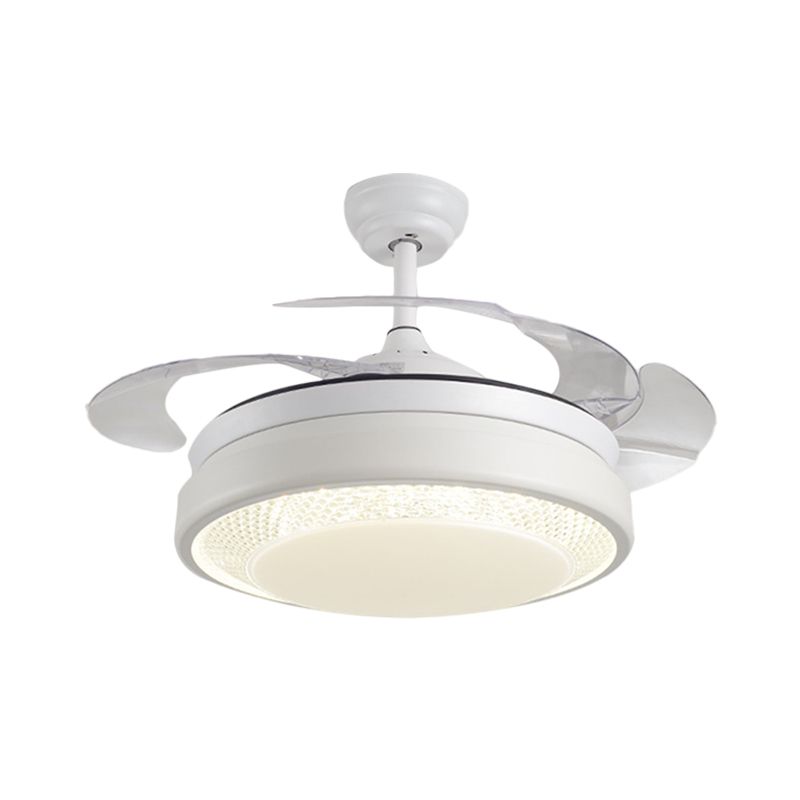 Acryl-trommelvormig plafondventilator licht Minimalisme Wit met 4-blade LED Semi Flush Mount Lighting, 42 "breed