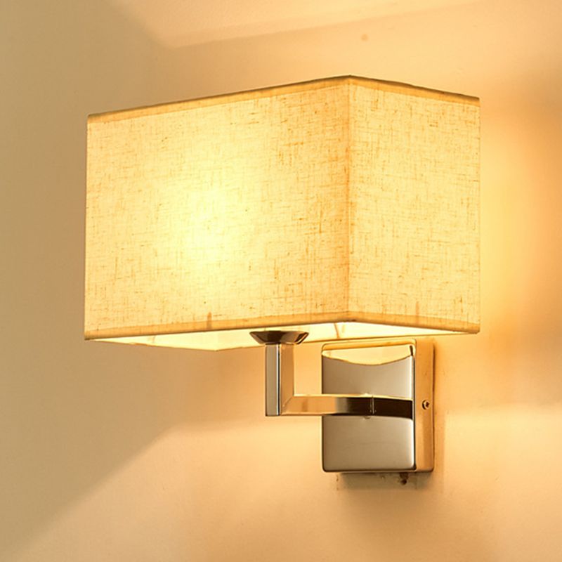 10.6 "H lampada a parete esterna al braccio a fissaggio singolo con tonalità in tessuto rettangolare