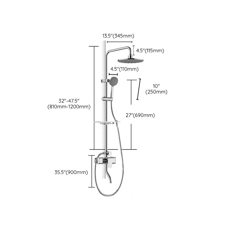 Modern Pressure Balanced Diverter Valve Shower Metal Shower Head Shower Faucet On Wall