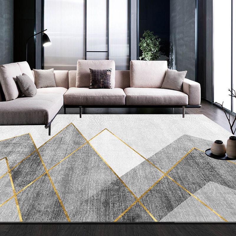 Minimalistischer Teppich mit Geomuster, mehrfarbiger Polyster-Bereichsteppich, haustierfreundlicher, schmutzabweisender Innenteppich für den Salon