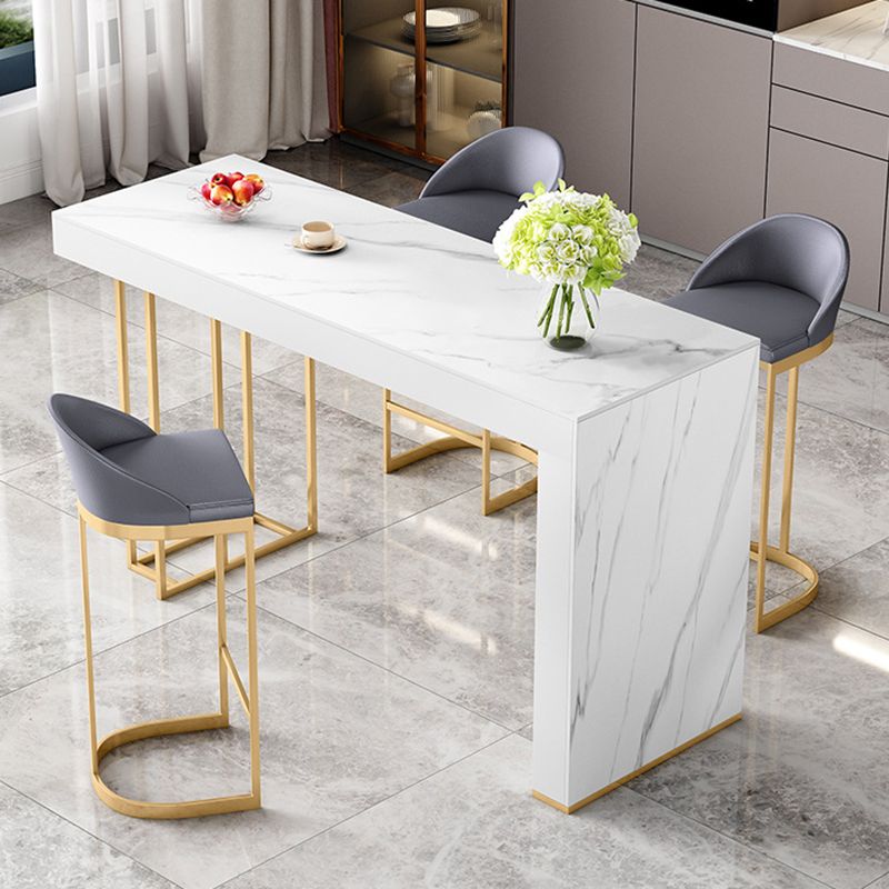 Rectangle Bistro Bar Table Sintered Stone Bar Table with Shelves