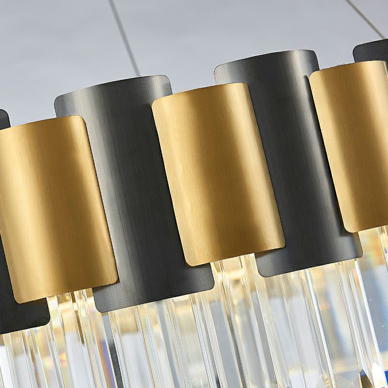 Kreisförmiger Kristallprisma Hängende Lampen -Einfachheit Gold und schwarzer Kronleuchter anhängender Licht