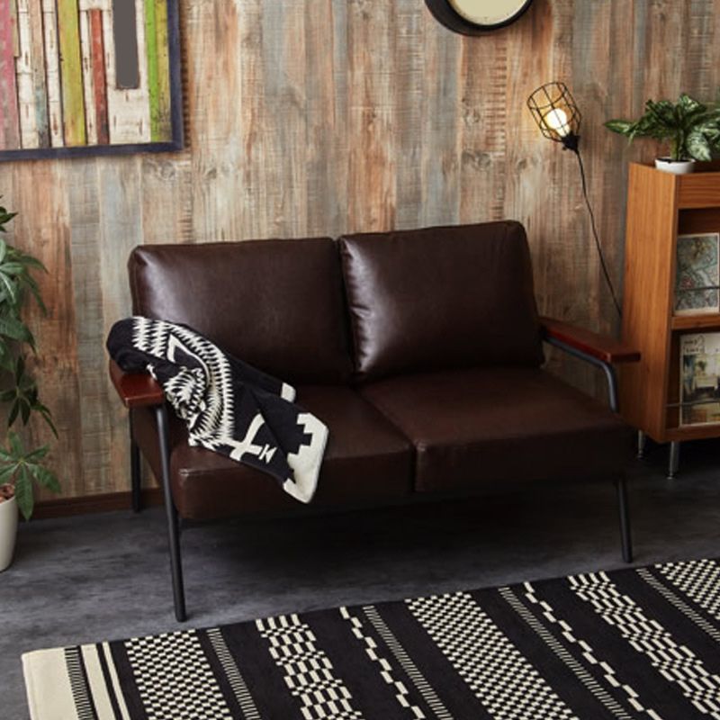Contemporary Square Arm Loveseat with Loose Back for 2 People
