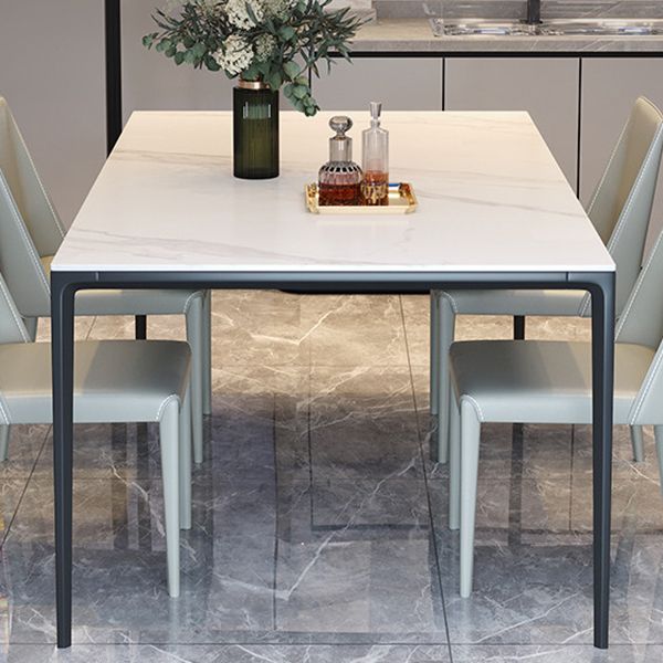 Minimalist Sintered Stone Standard Dining Table Rectangle Kitchen Dining Table with 4 Legs Base