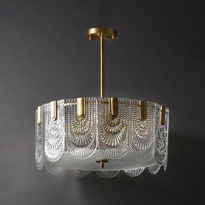 Light Luxury Style LED Chandelier Glass Geometric Pendant Light for Living Room