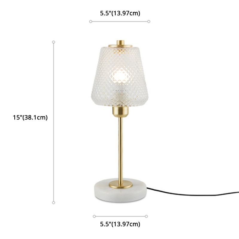 Postmodern Conical Table Lighting Lattice Glass 1 Head Living Room Night Lamp in Gold