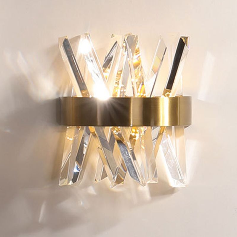 Geometric Shape Crystal Wall Light Modern Style 1 Light Wall Light Sconce in Gold