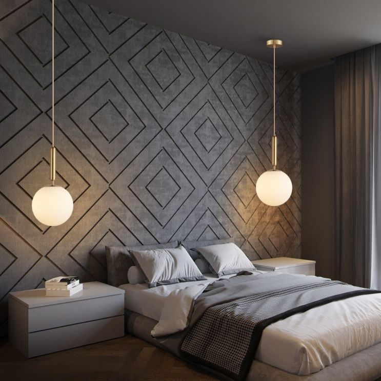 Semplicità moderna a soffitto rotondo a sospensione in vetro di latte appeso per soggiorno