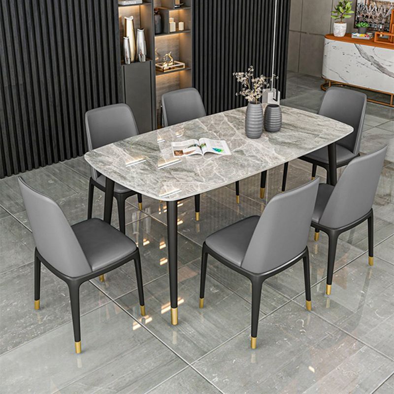 Industrial Dining Rectangle Table Sintered Stone Table with Metal Legs for Home