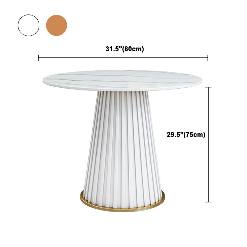 Glam Sintered Stone Dining Table Round Dinner Room Kitchen Table with Pedestal Base