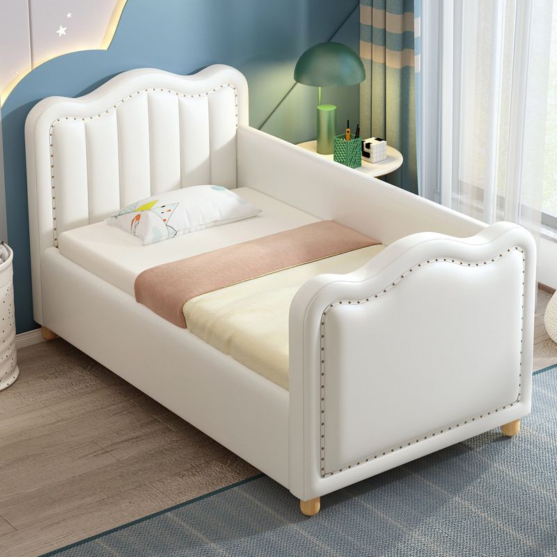 Modern Grey Nursery Crib Wooden Upholstered Rectangle Baby Crib