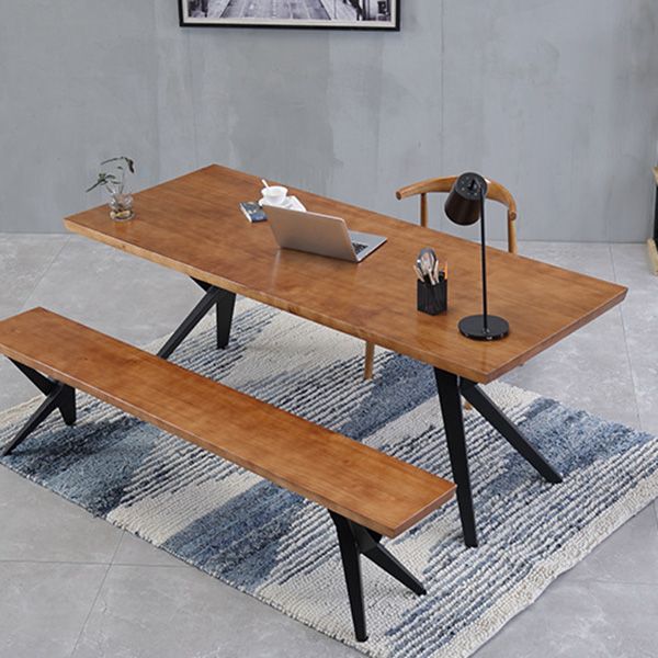 Industrial Rectangle Dining Table Wooden Table with Metal Legs for Home Use
