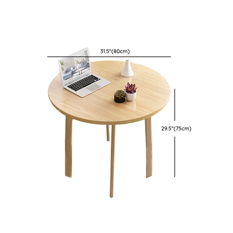 Round Dinner Table Modern Natural Wooden Tabletop for 2 Persons