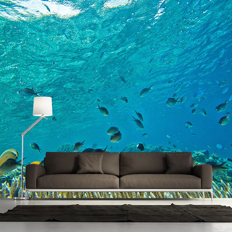 Vivid Seabed Wall Mural Modern Style Mildew Resistant for Bathroom