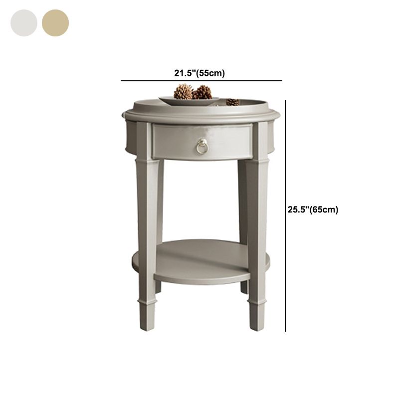Nordic 25.6" Tall Solid Wood End Table Round Double Tier End Table
