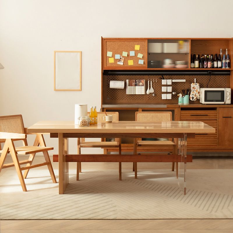 Modern Rectangle Dining Set 1/2/4/7 Pieces Solid Wood Dining Table with Chairs