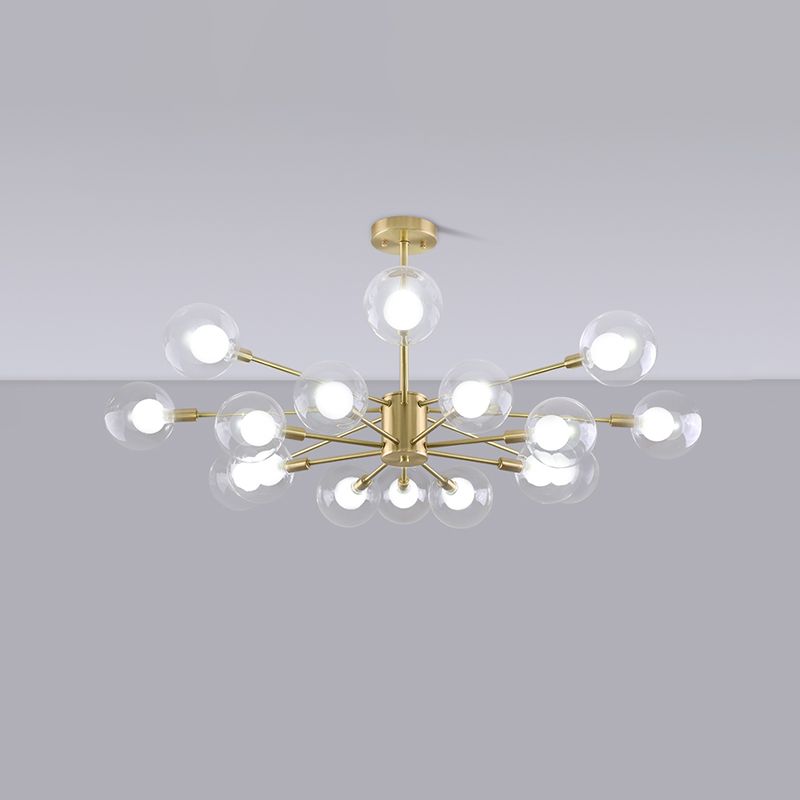 Globe kroonluchter verlichtingsarmaturen moderne multi-head gouden suspensie hanglampen met glazen schaduw