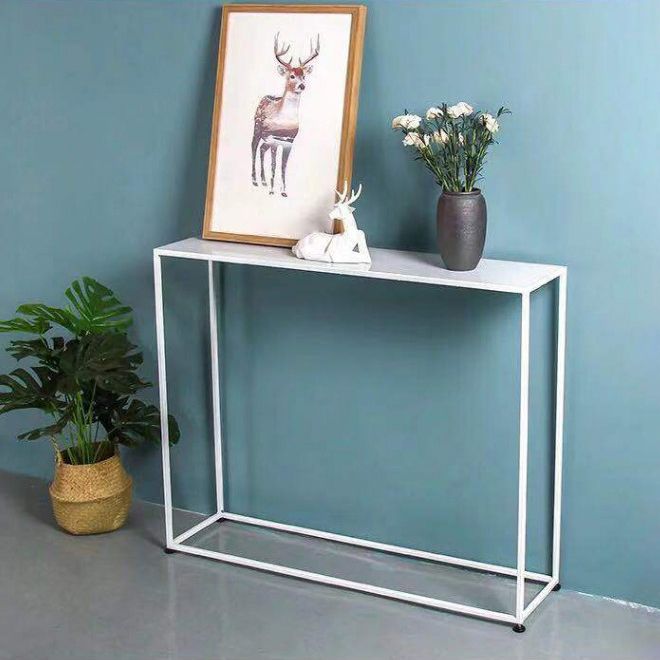 Metal Rectangle Console Table 9.8 Inch Wide Contemporary End Table