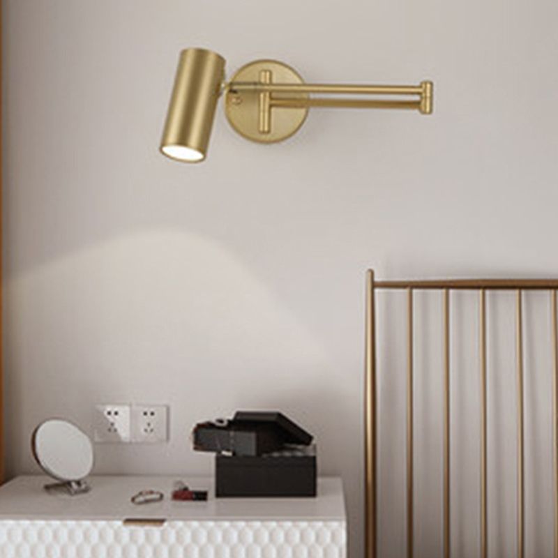 Metal 1 Light Wall Sconce Modern Cilindrico a parete a parete con braccio regolabile per camera da letto