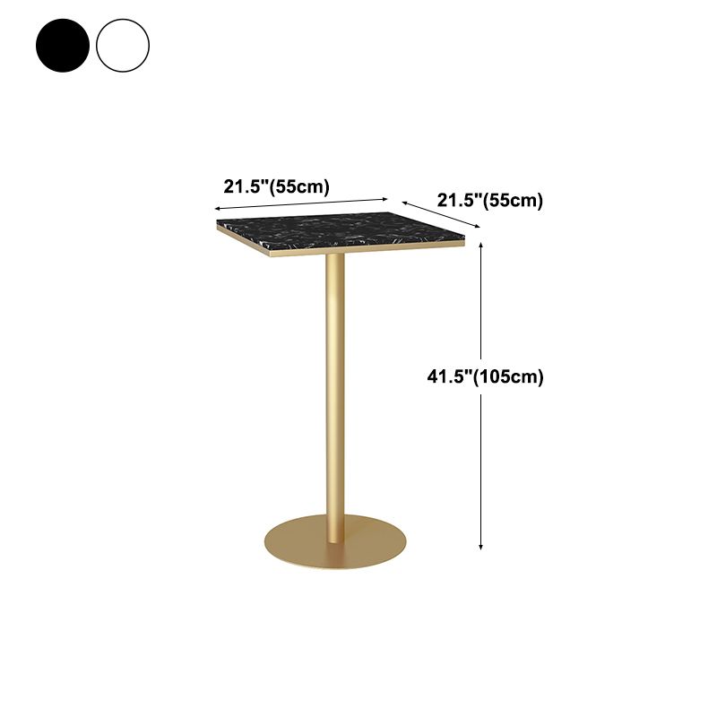 Glam Style Gold Metal Bar Table 21.6"W Top Marble Indoor Bistro Table